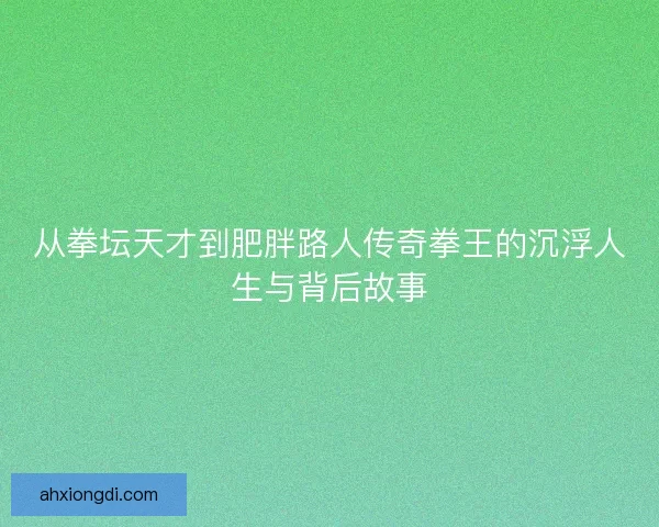 从拳坛天才到肥胖路人传奇拳王的沉浮人生与背后故事
