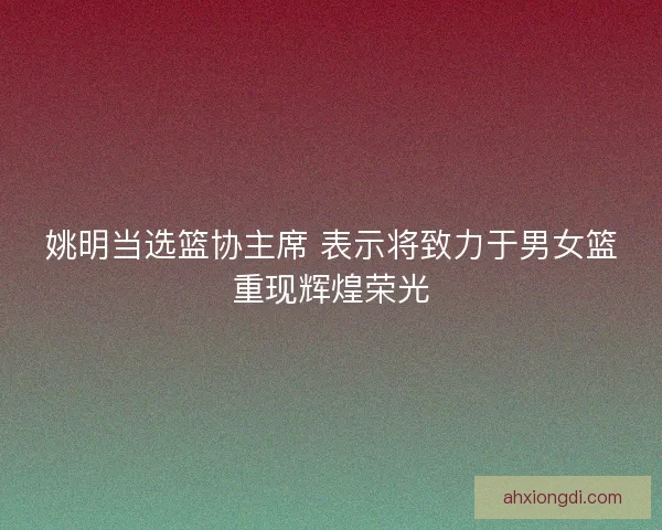姚明当选篮协主席 表示将致力于男女篮重现辉煌荣光