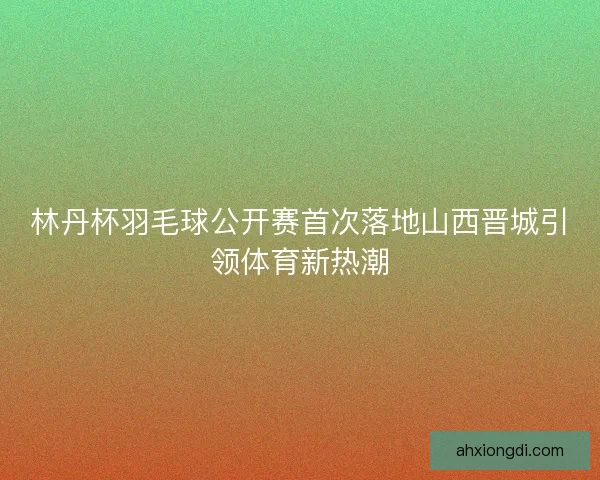 林丹杯羽毛球公开赛首次落地山西晋城引领体育新热潮