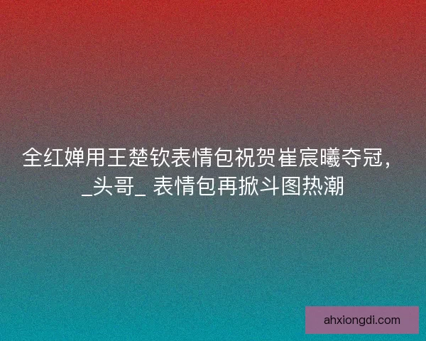 全红婵用王楚钦表情包祝贺崔宸曦夺冠，_头哥_ 表情包再掀斗图热潮