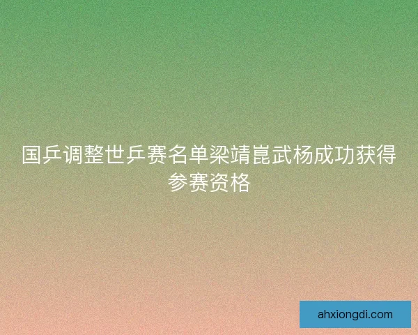 国乒调整世乒赛名单梁靖崑武杨成功获得参赛资格